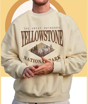 Christy World Fleece Round Neck Men's Sweatshirt - Beige ( Pack of 1 )