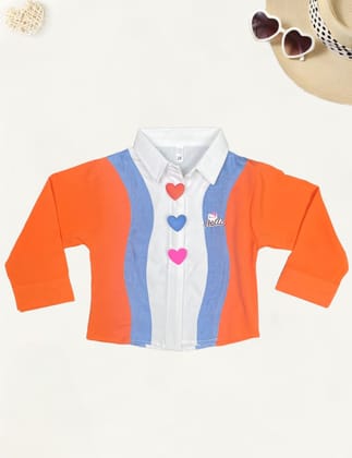 Girls Orange Designer Shirt  [GT-380] [4-12Years]-11-12Y (Size - 36) / Imported