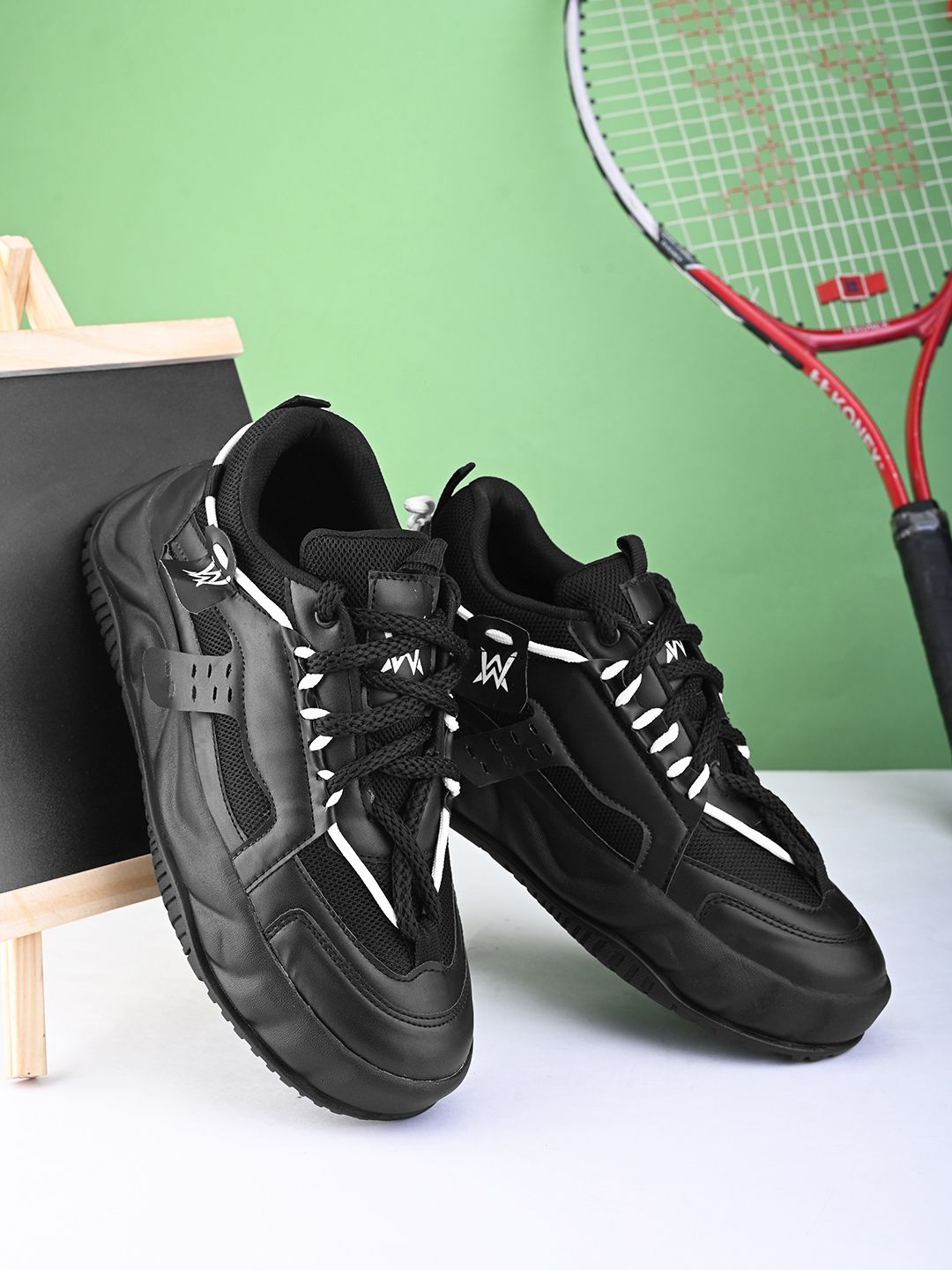 Woakers Black synthetic leather Lace up Causal ShoesforMen - UK9