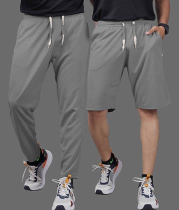 Septem Dark Grey Cotton Blend Men's Gym Shorts ( Pack of 2 )