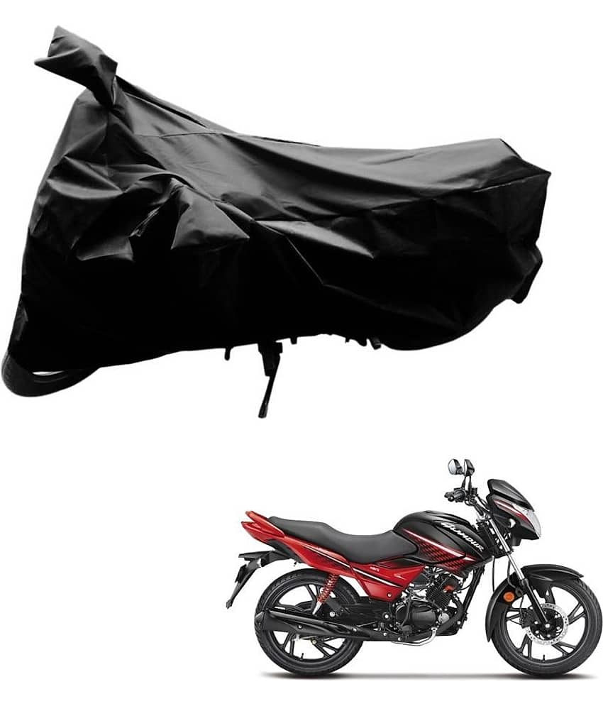 AutoRetail Dust Proof Two Wheeler Polyster Cover for Hero Glamour (Mirror Pocket, Black Color)