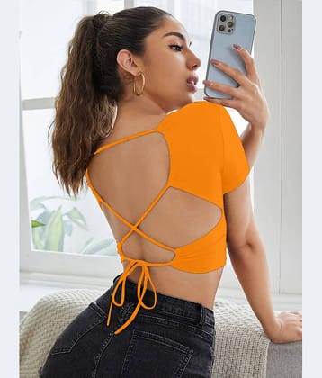 Aahwan Women's Cotton Crop Top ( Orange )