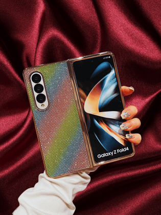 Rainbow Glitter 3D Diamond Pattern Luxury Cover-Samsung Galaxy Z Fold 3