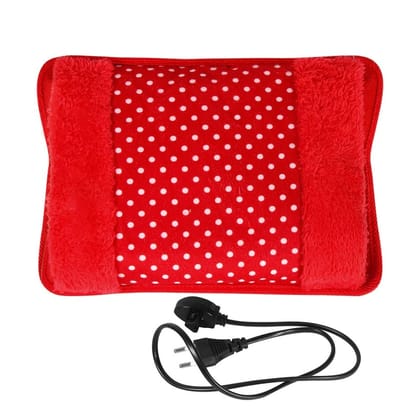Electric Hot Water Bag with Soft Fleece Cover for Pain Relief - Red Polka Dot Electric Hot Water Bag with Soft Fleece Cover for Pain Relief - Red Polka Dot