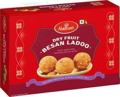 Haldiram's Dry Fruit Besan Laddu Pack | Rich Besan Ladoo with Nuts | Premium Festive Mithai Box (400 g)