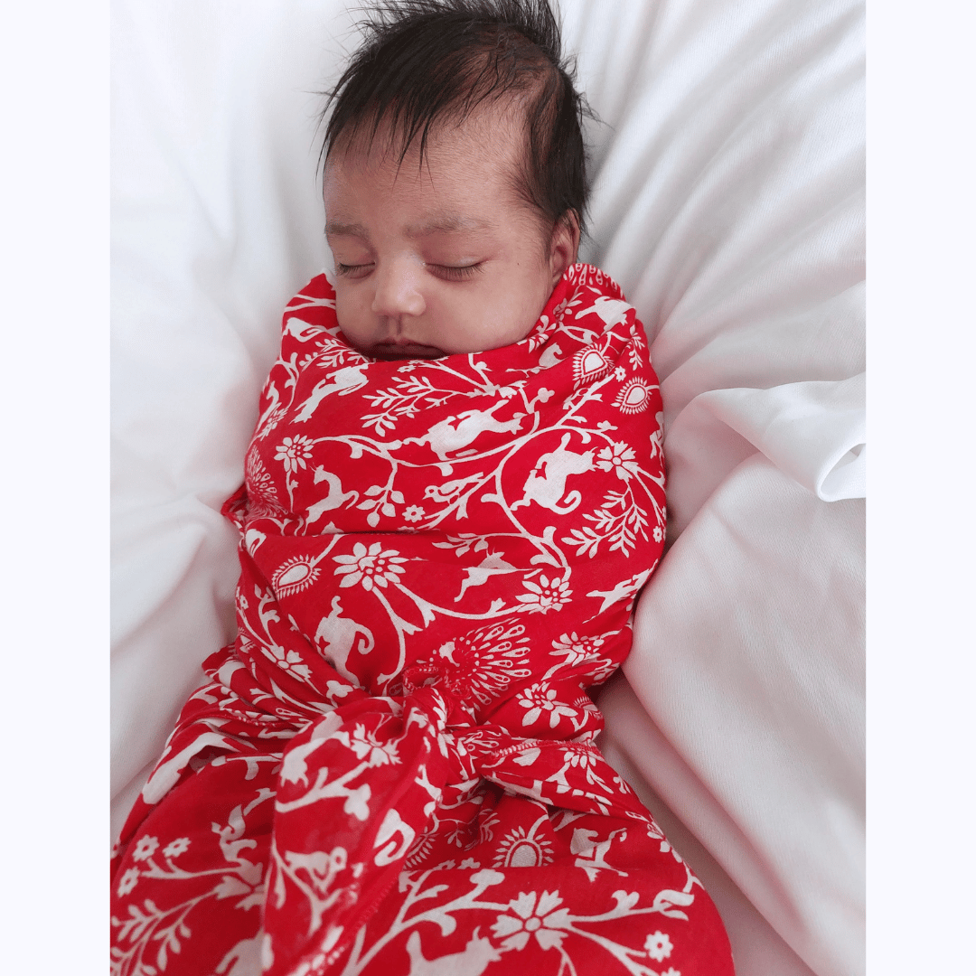 Malmal Swaddle - Shikargah Red