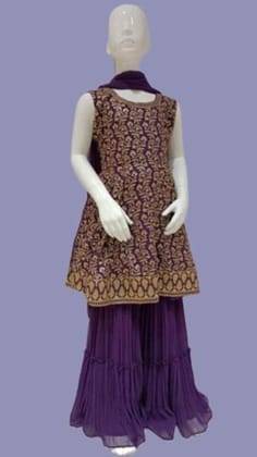 Girls Purple Full Work fancy Plazo suit With Dupatta-1308 PRPL / Purple / 30