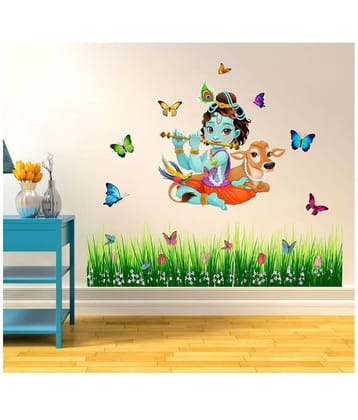 Wallzone Cute Krishna Religious & Inspirational Sticker ( 90 x 100 cms )