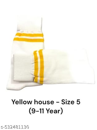 Yellow House white School Lycra cotton socks - Pack of 2 (9-11 year)