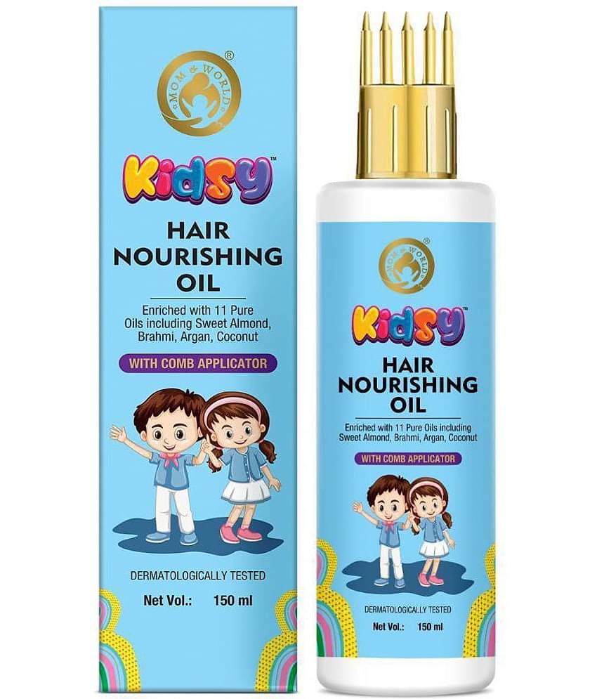 Mom & World Kidsy Hair Nourishing Oil With Comb Applicator for Kids, Dermatologically Tested, Enriched With 11 Pure Oils, 150ml