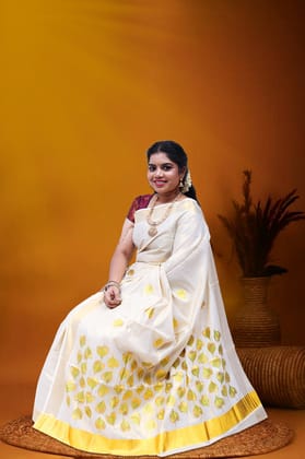 MK-2798 GOLD TISSUE SAREE 6.25 MTR