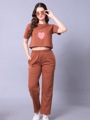 Wake Slay Repeat Women Co-Ord Set - Crop Top with Joggers