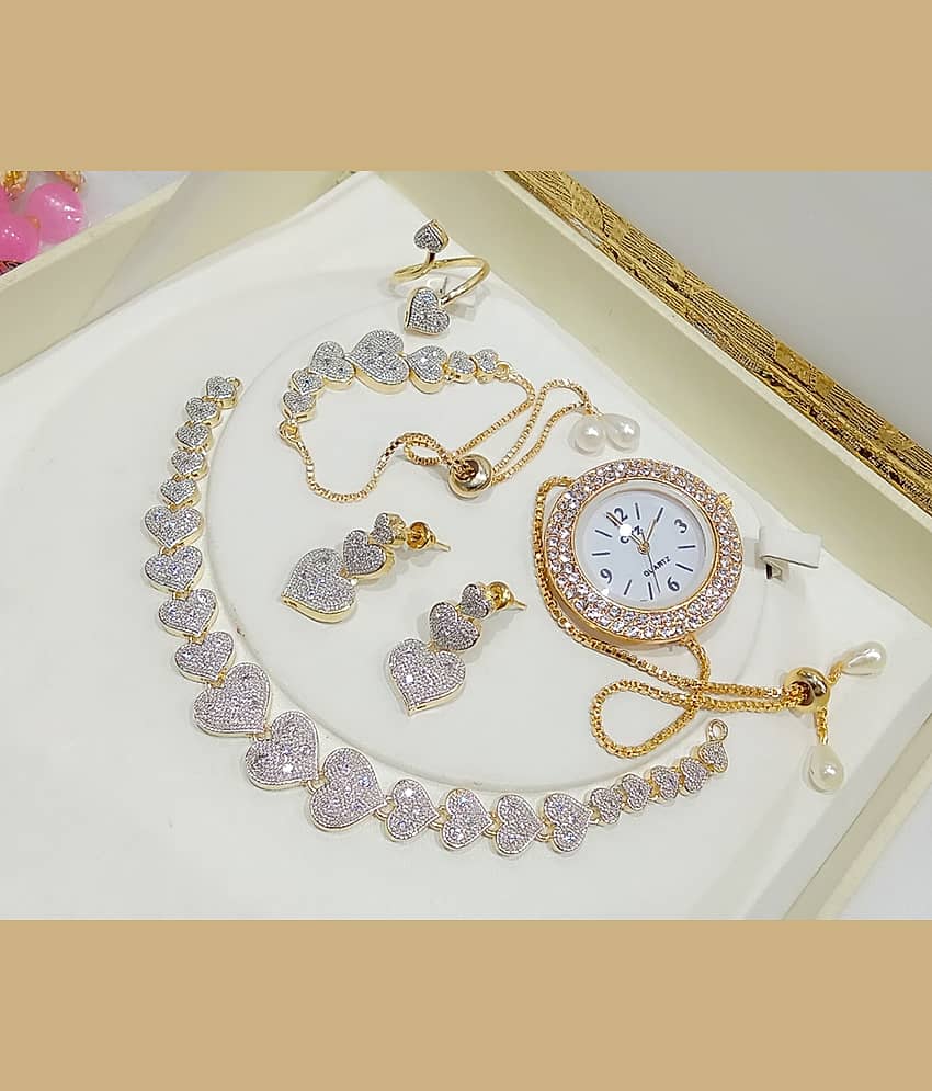 Navya Collections Alloy Golden Contemporary/Fashion Necklace set Combo Choker