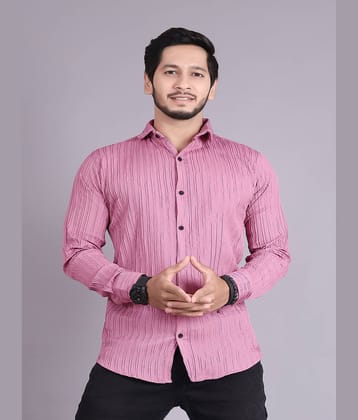 Generic Cotton Blend Slim Fit Popcorn Textured Full Sleeves Men's Casual Shirt - Mauve ( Pack of 1 )