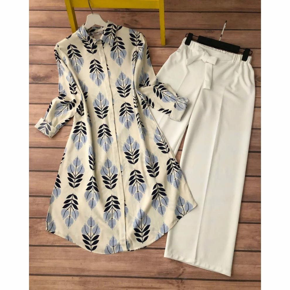 Sunshine Glow with Floral Print Kurti & Palazzo Set by GlamaStitch-M