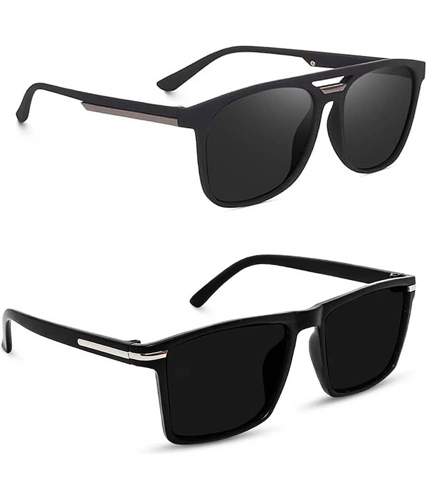 Elligator Black Rectangular Sunglasses ( Pack of 2 )