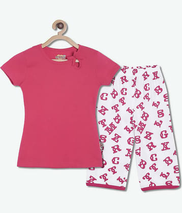 Sini Mini Pack of 1 Girls Cotton Top With Capris ( Pink )