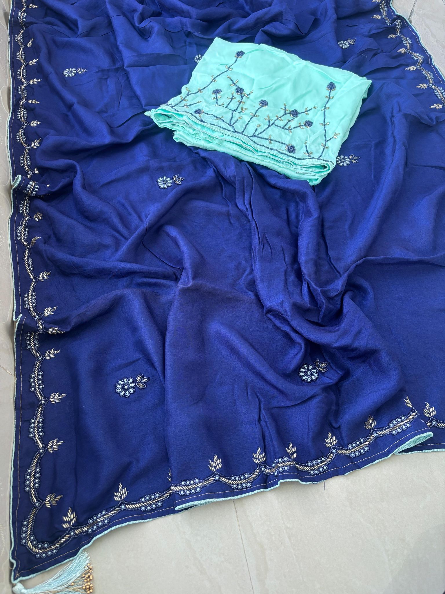 Pure upada silk fabric with beautiful  hand mirror kadhana boder work  saree  cantrast full heavy work  bp all colour newwork Quality suppr Saree