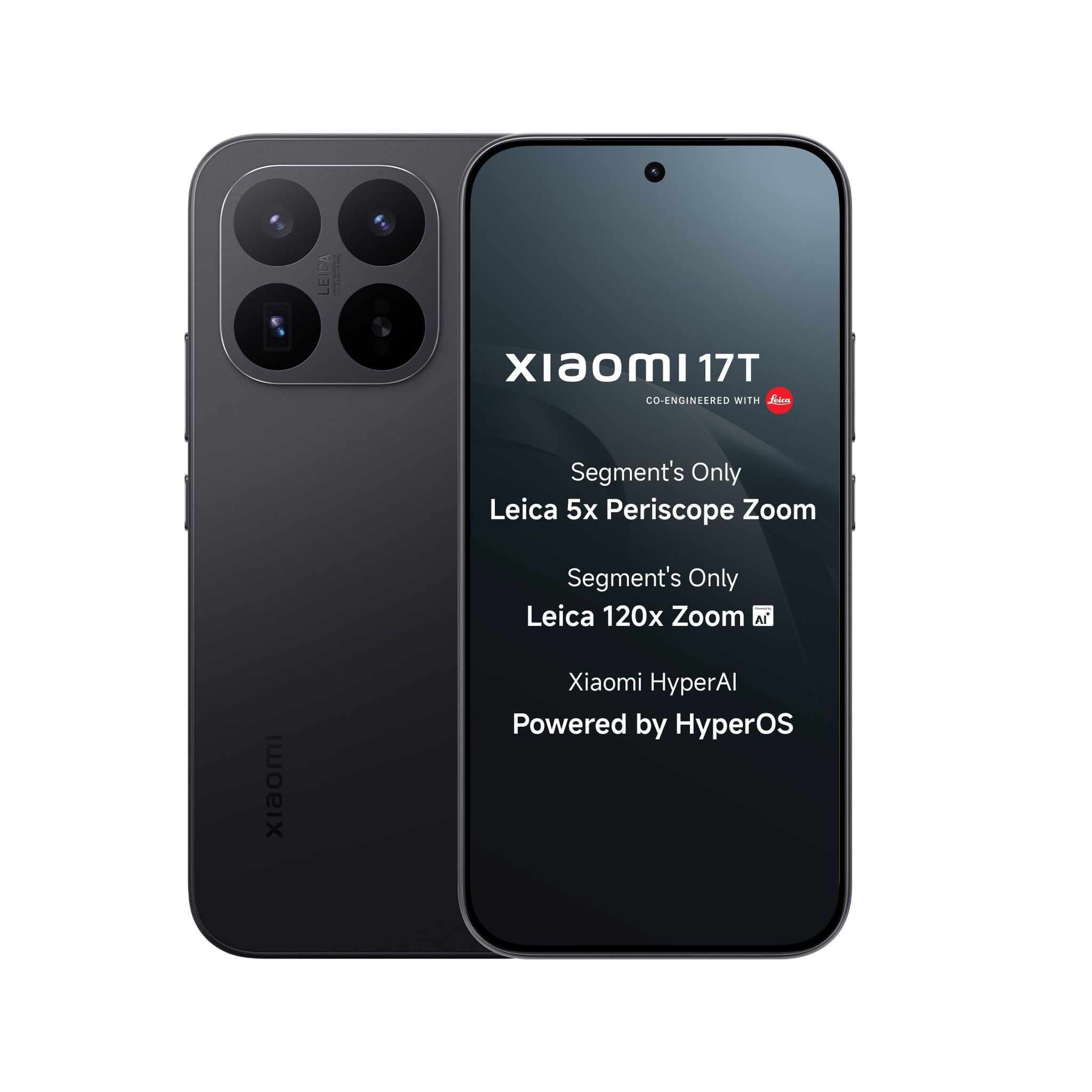 XIAOMI 17T (Black,12GB+256GB)|Flagship Leica Cameras|Leica UltraPure Optics|Segment Best Leica 5X Optical Zoom|120X AI Zoom|16.74cm(6.59") 120Hz AMOLED Display|3500 nits|6500mAh Battery|HyperOS 3.0