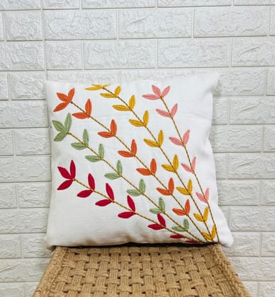 Indihomecraft Handicraft Cotton Cushion Cover - Hand Stitched Embroidery Decorative Art Boho Pillow Flower Leaf Hand Made Pillow Cover | Hand Stitch Square Shape 18X18 Inches Cushion Cover, Set of 1 Indihomecraft Handicraft Cotton Cushion Cover - Hand Stitched Embroidery Decorative Art Boho Pillow Flower Leaf Hand Made Pillow Cover | Hand Stitch Square Shape 18X18 Inches Cushion Cover, Set of 1