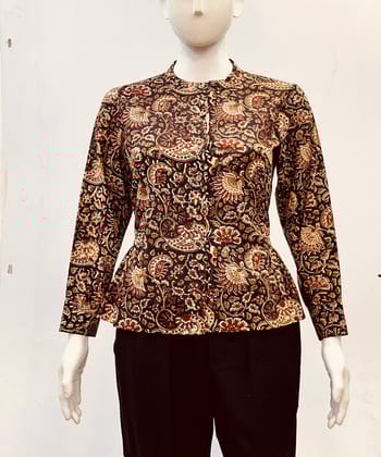 Multicolor cotton kalamkari handblock printed top