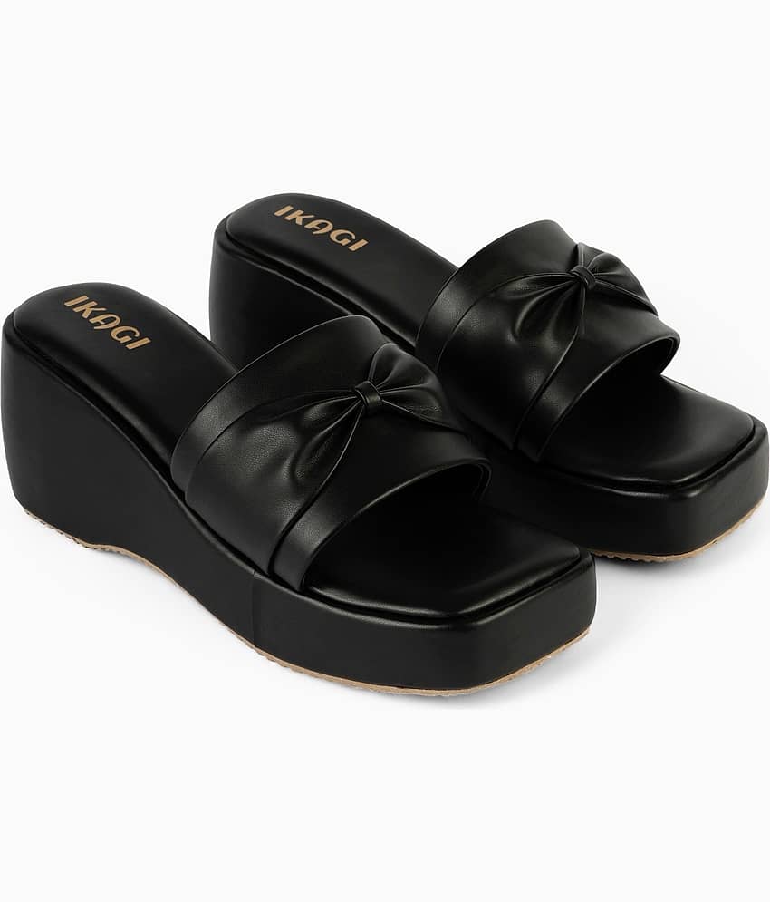 IKAGI Black Women's Slip On Heels