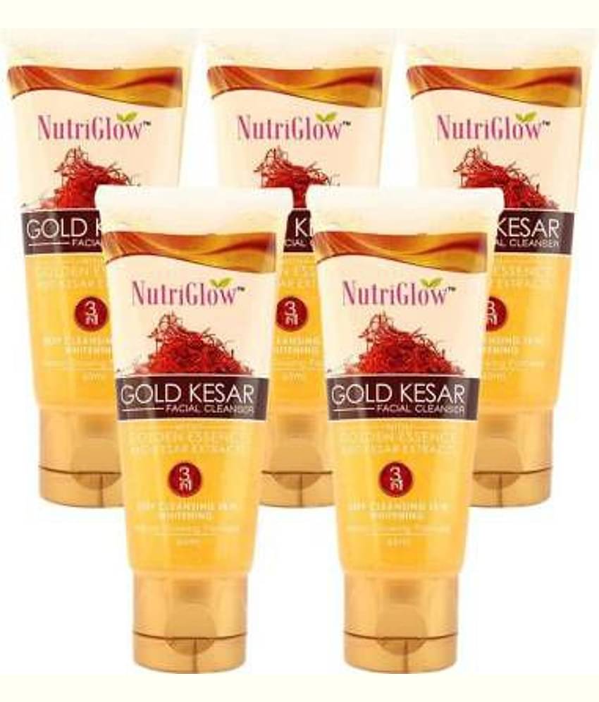 Nutriglow Gold Kesar Face Wash Lightening Cleanser Each 65gm For All Skin Type (Pack of 5 )