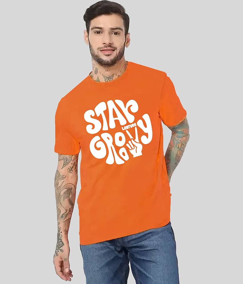 Leotude Pack of 1 Cotton Blend Oversized Fit Men's T-Shirt ( Orange )
