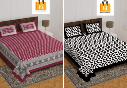 2201-Hometrade India- Standard Double Size (90*100 in )-Combo Double Bedsheet