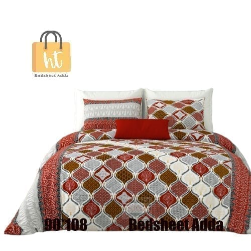 3001-Hometrade India-Standard King Size (90*108 Inches)-Pure Cotton Jaipuri Double Bedsheet With Matching Pillow Cover