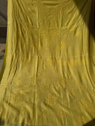 Pure Muslin kurti Length unstitched - Yellow-Yellow / Free Size / Muslin