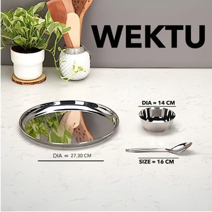 Wektu Rajbhog Set Of 18 PC/6Plates/6Bowls/6Spoons/Premium Quality
