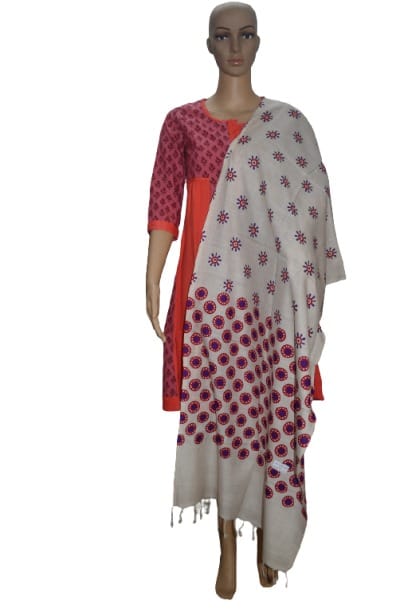 Pure organic Tussar Eri Printed Stole