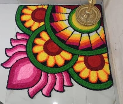 Cornar mat rangoli  5 ft