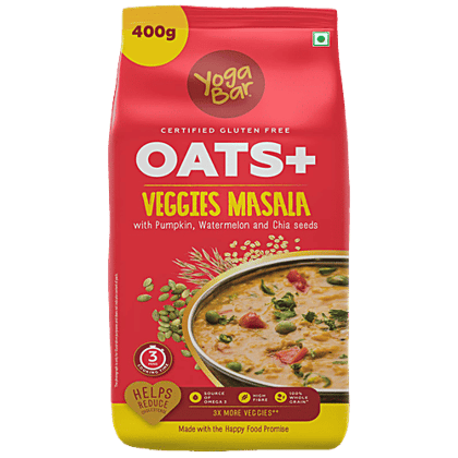 Yoga Bar Oats - Veggies Masala, 3x More Vegetables, Breakfast Cereal, Gluten Free, 400 g