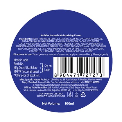 Yuthika Intense Winter Care Cream 100ml, Non Greasy Daily Moisturizing Cream for Dry to Very Dry Skin, Face Moisturizer