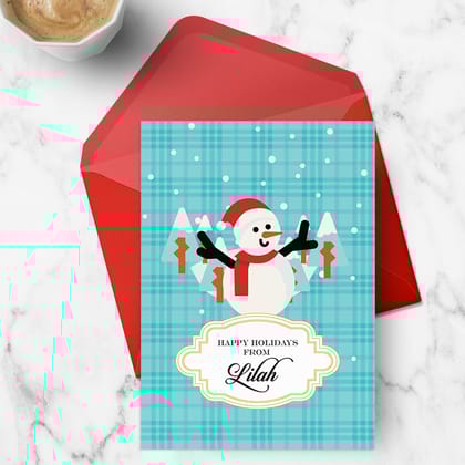 Merry Snowman Christmas Greeting Card-Aqua