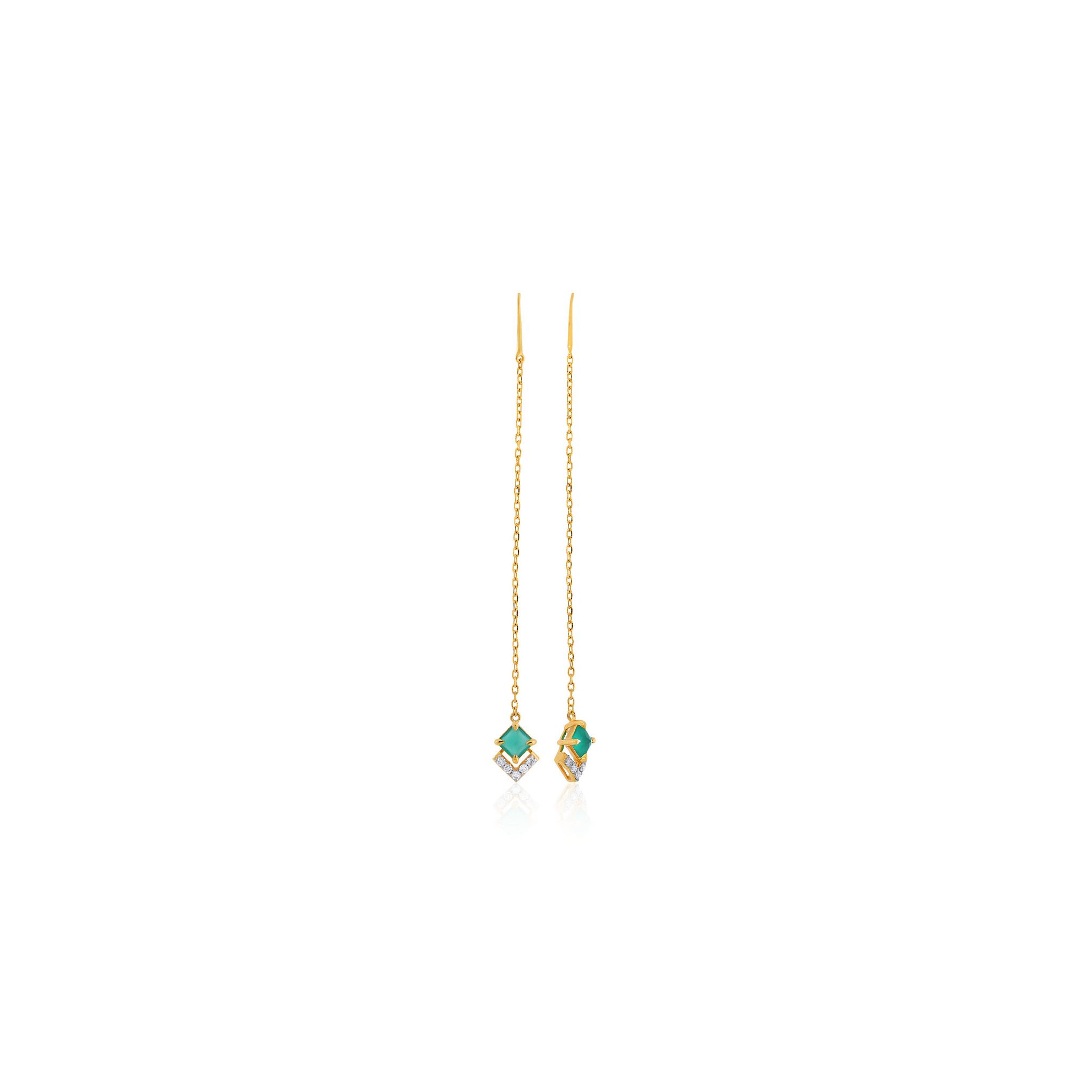 Senco Gold Chic Sui Dhaga Diamond Earrings (1.5 gram / 0.12 Ct / HI-SI / 18K Yellow Gold)