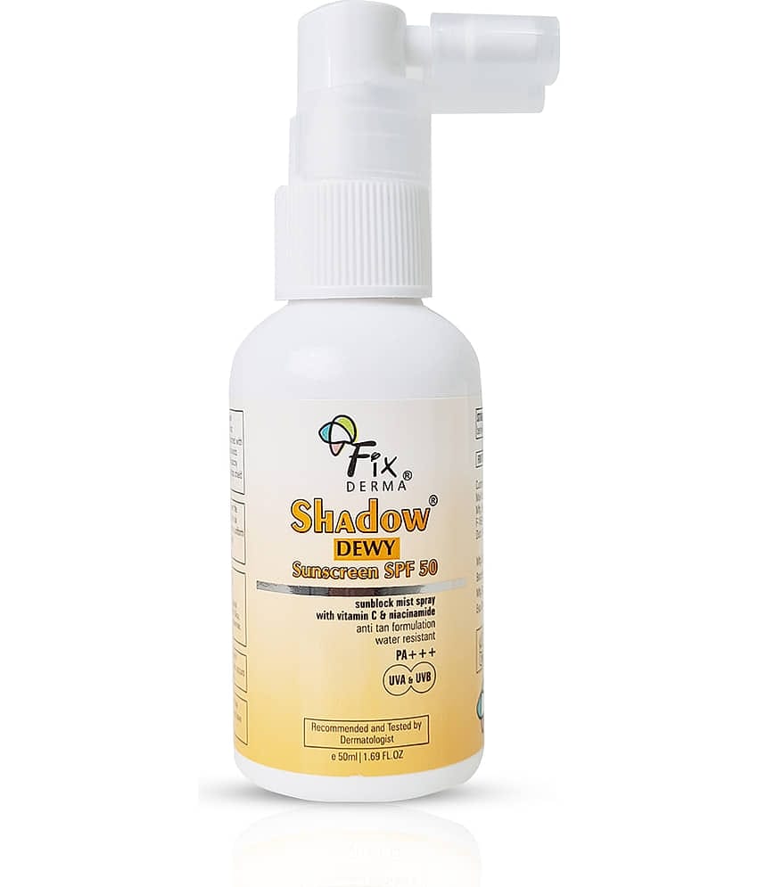 Fixderma Shadow Dewy Sunscreen SPF 50 Spray with Vitamin C, SPF 50, UVA & UVB Protection, 50 ml