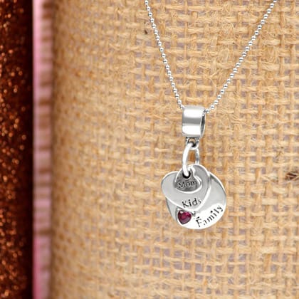 Mom Kids Family Silver Charm pendant and chain set