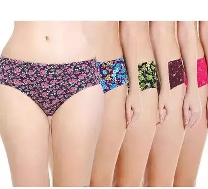 PHPL Stretchable Cotton Hipster Panties for Women, Full Coverage Grip Fit Inner Elastic with Antimicrobial & Stain Release Technology- Color and Print May Vary