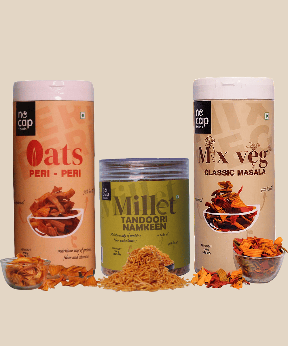Combo | Oats Peri Peri Chips ,Millet Jalapeno Chips & Vanilla Sattu Shake 40gm (2)