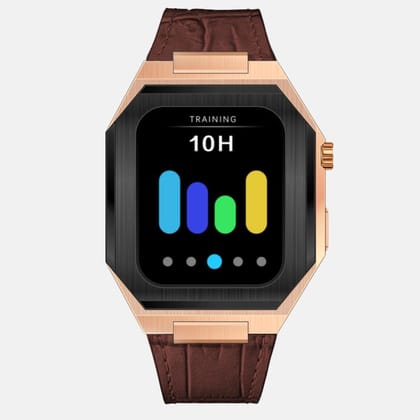 45MM Dual Tone Rose Gold Luxury Edition iWatch Case: Leather Strap-Brown Leather