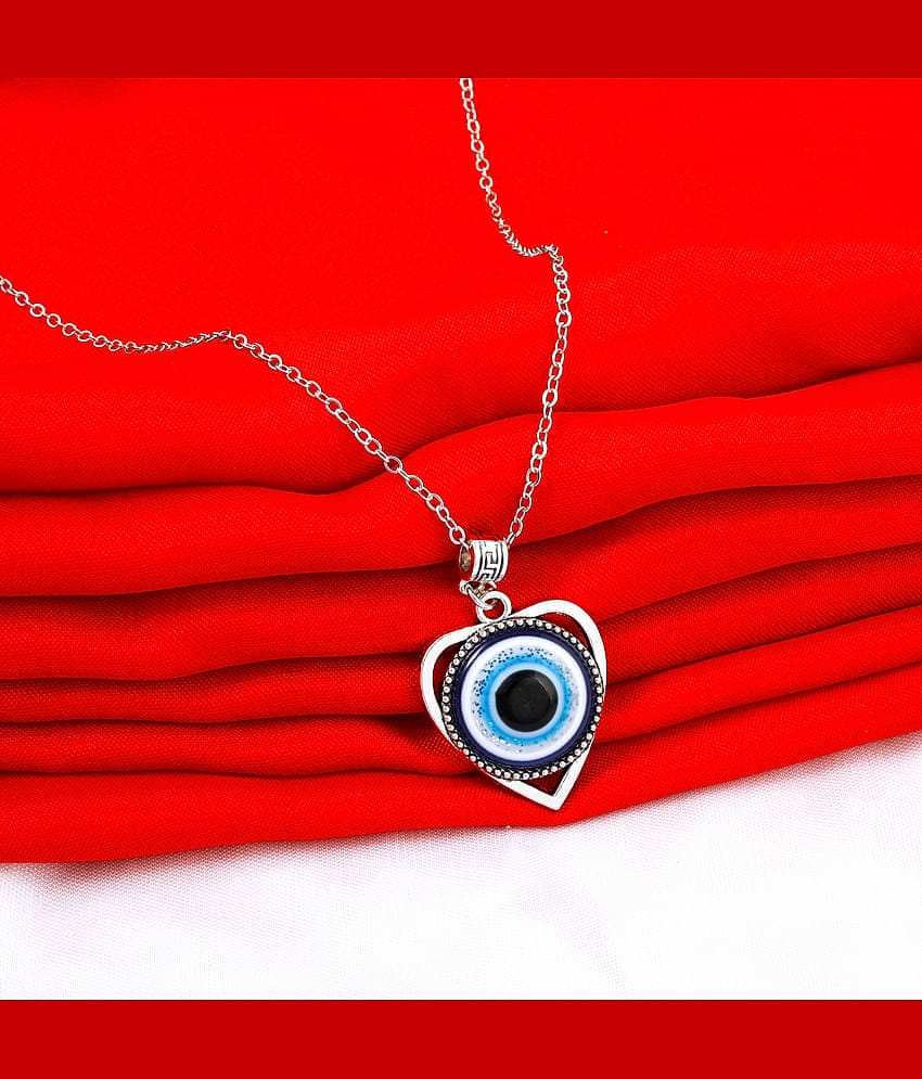 Thrillz Stainless Steel Heart Evil Eye Silver Locket Pendant