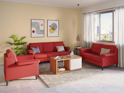 Flight 3 Seater Sofa (Fabric, Red) Flight 3 Seater Sofa (Fabric, Red)