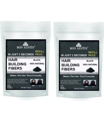 Bon Austin Hair Building Fiber Instant Fuller Hair Refill Pack (Black) 25 gm Pack of 2