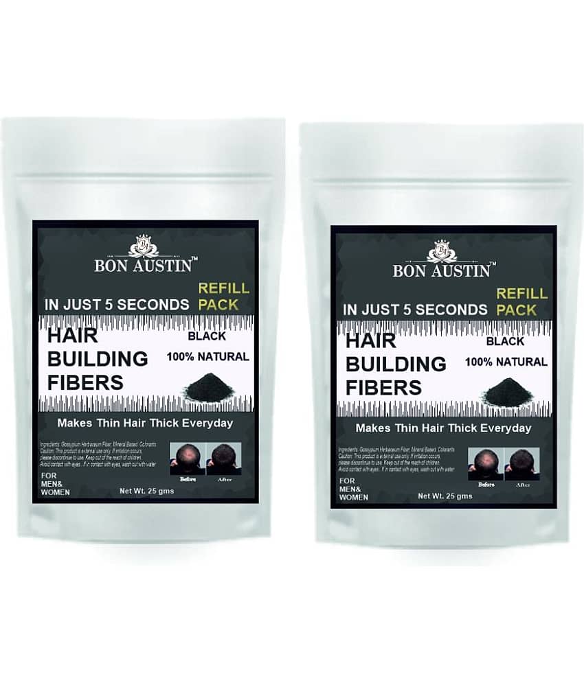 Bon Austin Hair Building Fiber Instant Fuller Hair Refill Pack (Black) 25 gm Pack of 2