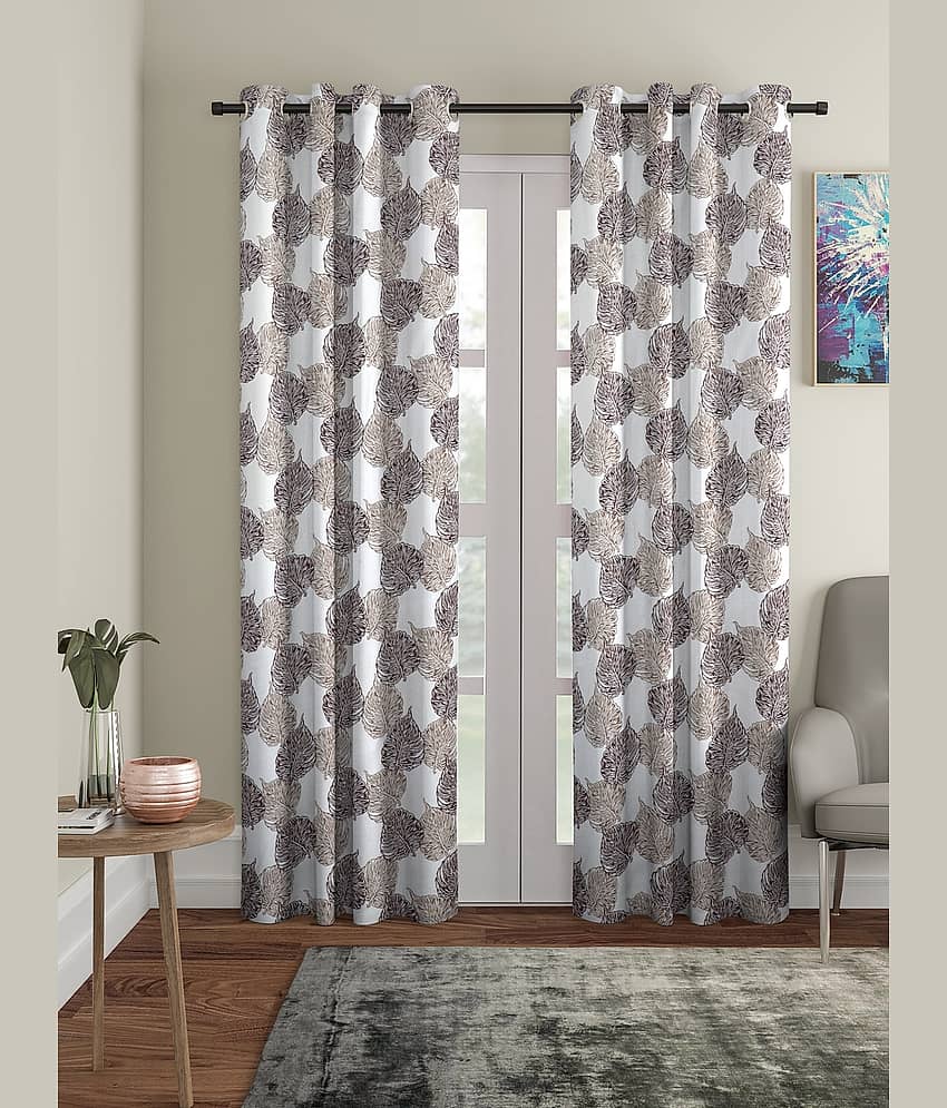 Cortina - Nature Printed Room Darkening Eyelet Curtain-7 Ft-pack of 2