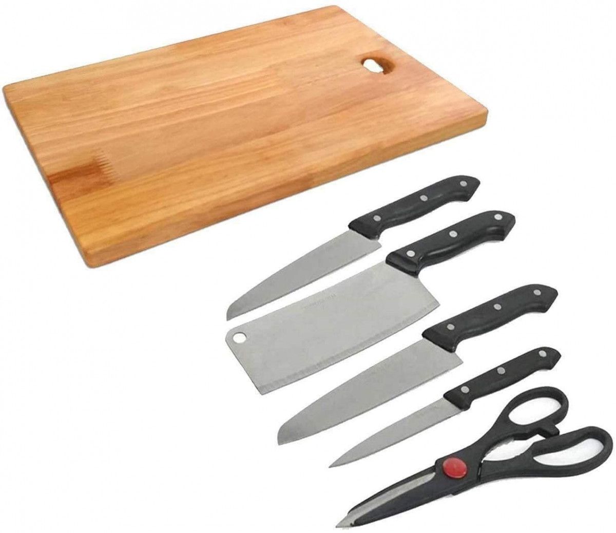 Wholesale Item - WOODEN CHOPPING BOARD 5-PCS KNIFE SET - MOQ 11 Pieces