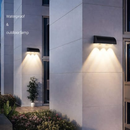 SPARKWORLD Outdoor LED Wall Light 3W (3×1W) Warm White | 3-Head Up Down Wall Light | Matte Black | LX939 | Colour: LX939|3+1W|BK